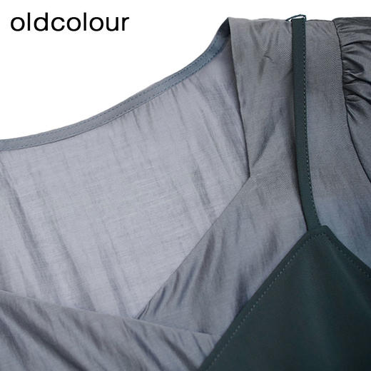 oldcolour夏季新款假两件拼接连衣裙女法式设计感裙子P22101297 商品图4