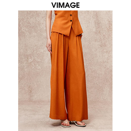 VIMAGE纬漫纪秋季新款阔腿显瘦高腰百搭休闲裤V2205825 商品图2