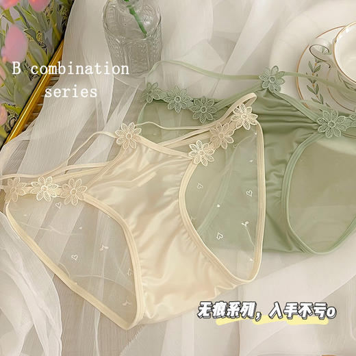 【穿出自己的性感❗️网纱蕾丝内裤】裸感亲肤蕾丝+棉质抗jun底档，软弹不紧勒 舒适一整天❗️新款甜美中腰细带镂空提臀诱惑三角裤Y 商品图2