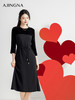 【商场同款】阿菁娜2024秋季新款七分袖丝绒拼接连衣裙A29Q112070 商品缩略图3