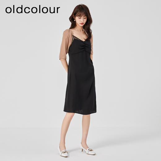 oldcolour2023夏新款黑色法式优雅气质高腰显瘦连衣裙HO26102447 商品图2