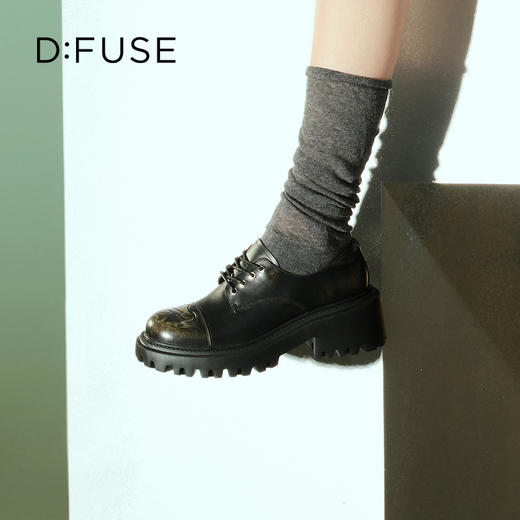 D:FUSE迪芙斯2024秋季新款时尚单鞋立体印花玫瑰花轻便厚底增高德比鞋乐福鞋DF43112203 商品图5