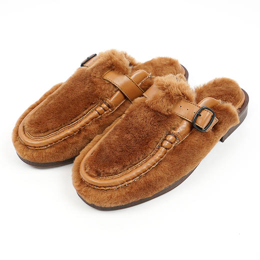 HEREU Barraca Shearling 2 西班牙手工女式羊皮毛绒包头拖鞋 商品图2