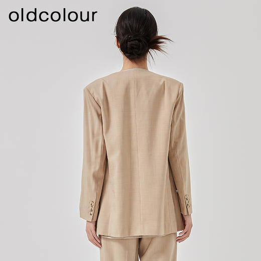 oldcolour2023春新款高级气质职业通勤无领西装外套女HO14048426 商品图4