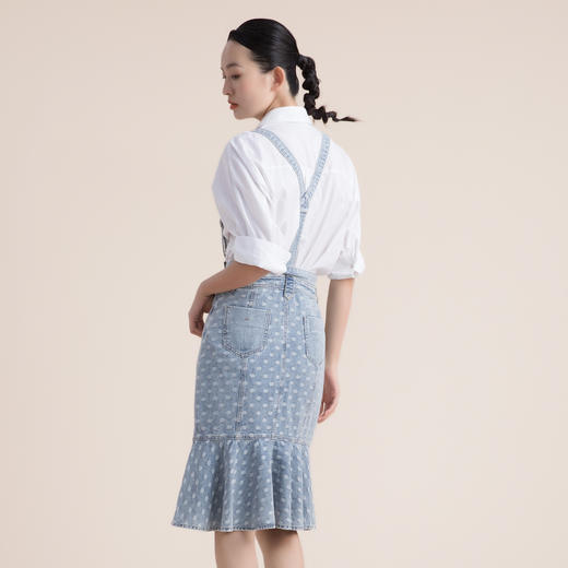 谜底纯棉牛仔半身裙2022夏季复古卡扣学带包臀鱼尾裙女222MB0508 商品图2