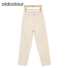 oldcolour白色牛仔裤春季新款高腰显瘦通勤九分直筒裤女P11113418
