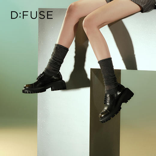 D:FUSE迪芙斯2024秋季新款时尚单鞋立体印花玫瑰花轻便厚底增高德比鞋乐福鞋DF43112203 商品图0