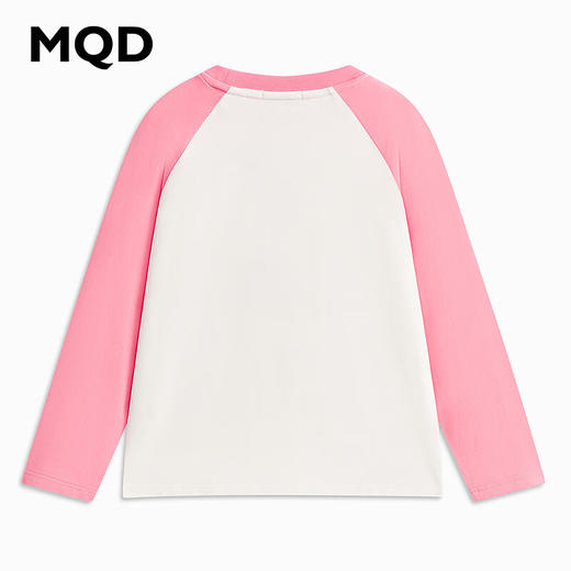【MQD】童装女大童春新款学院风插肩袖撞色百搭甜美圆领T恤 商品图1