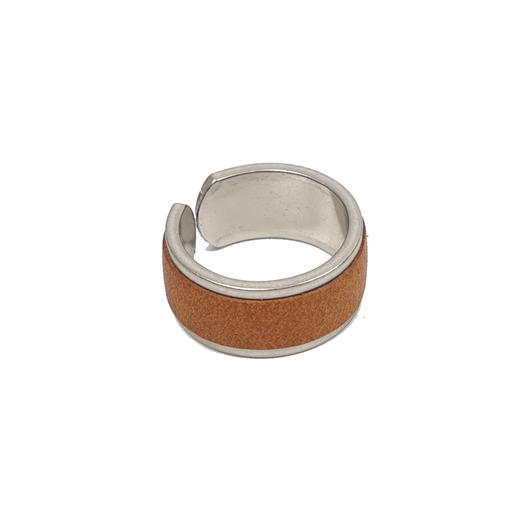 hobo BRASS RING with COW LEATHER 黄铜牛皮合成戒指 商品图2