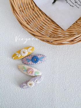 very one法式刺绣小花边夹