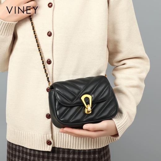 菱格小方包 | VINEY含牛皮时尚百搭高级感单肩斜挎包精致优雅小金球女包4426 商品图5