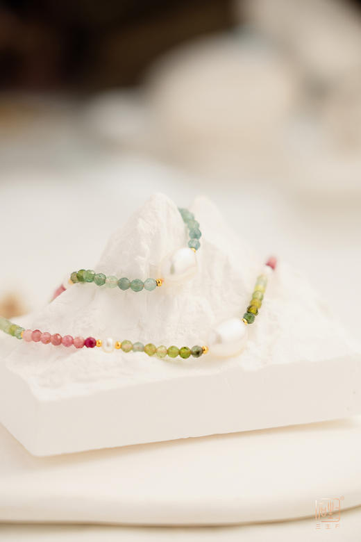 彩色刻面碧玺巴洛克珍珠项链 商品图5