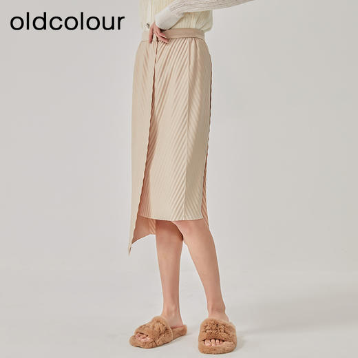 oldcolour2023春新款米色复古直筒简约休闲时尚半身裙女O12063260 商品图1