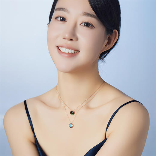 【积分抵值】时光印记-时光绚彩项链 双面佩戴珐琅彩玫瑰色18k金套链项链女士礼物MEMORA诗普琳DN0596 商品图1