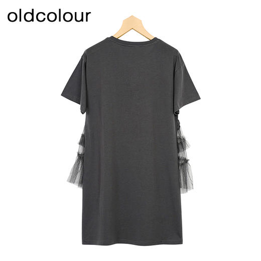 oldcolour夏季新款休闲等背带拼接假两件短袖连衣裙女GP21101800 商品图1