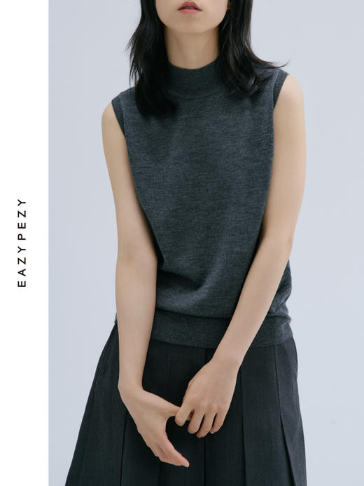 2024AW 精纺羊绒无袖半高领套头衫 商品图2