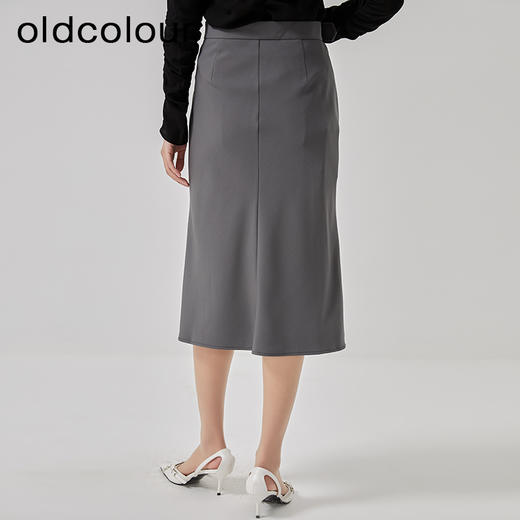oldcolour2023春季新款灰色高腰包臀职场通勤半身裙女HO14063420 商品图4