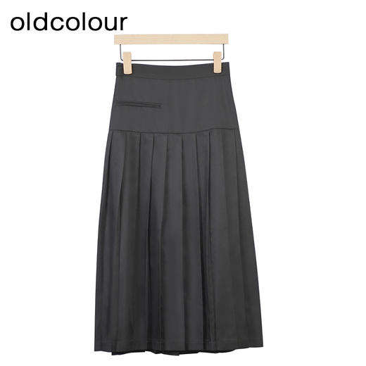 oldcolour黑色百褶裙秋季新款气质高腰显瘦百搭半身裙GO31063885 商品图1