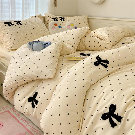 【开学季5折购】水洗超柔四件套亲肤棉可甜可盐小清新奶油风床单款床笠款套件 商品图7