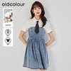 oldcolour2023夏新款纯棉学院风小个子牛仔拼接连衣裙GO21107708 商品缩略图0