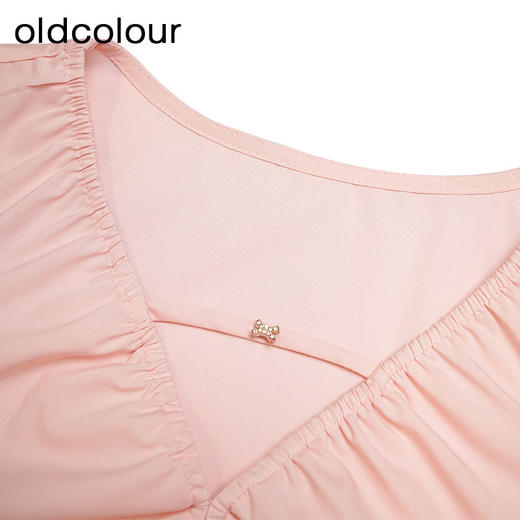 oldcolour夏季新款法式抽褶V领衬衫女设计感宽松显瘦P22011294 商品图2