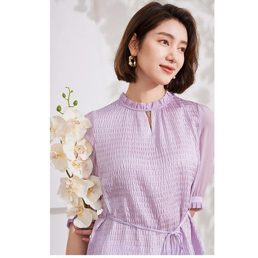 乔万尼真丝衬衫肌理感泡泡纱收腰设计小众高级感EM2C851 商品图2