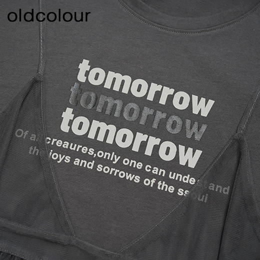 oldcolour夏季新款休闲等背带拼接假两件短袖连衣裙女GP21101800 商品图4