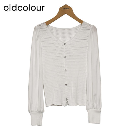 oldcolour白色套头衫春季新款百搭气质圆领长袖上衣女DP11052656 商品图0