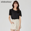 oldcolour2023夏季新款黑色气质宽松时尚百搭短袖T恤女GO21011765 商品缩略图0