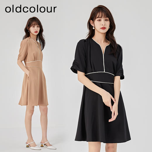 oldcolour2023夏季新款法式优雅小个子高腰短款连衣裙O22101456 商品图1