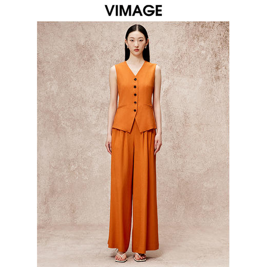 VIMAGE纬漫纪秋季新款阔腿显瘦高腰百搭休闲裤V2205825 商品图1