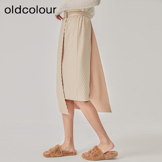 oldcolour2023春新款米色复古直筒简约休闲时尚半身裙女O12063260 商品图3