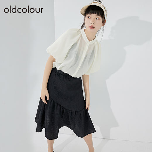 oldcolour2022夏季新品白色百搭设计感宽松通勤气质短袖衬衫女 商品图1