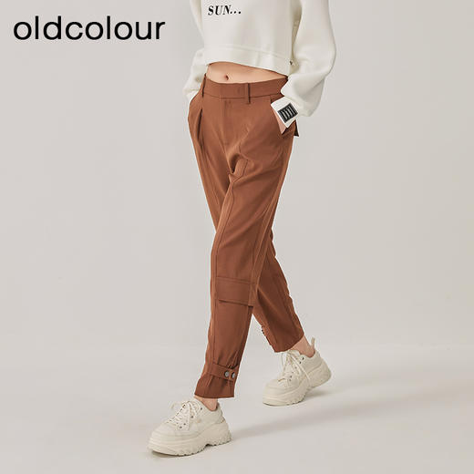 oldcolour2023春新款时尚高腰直筒宽松束脚工装休闲裤女O12073211 商品图1