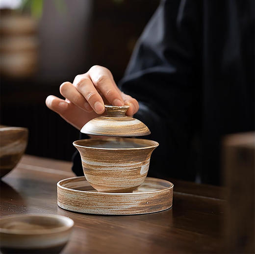沁茶悦旅丨粗陶三才盖碗 茶具 泡茶 130ml  商品图2
