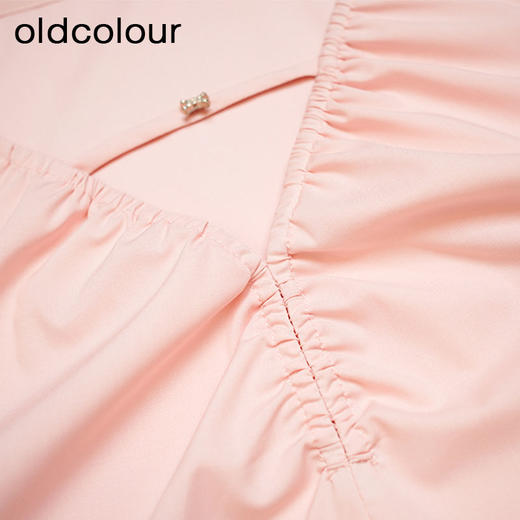 oldcolour夏季新款法式抽褶V领衬衫女设计感宽松显瘦P22011294 商品图3