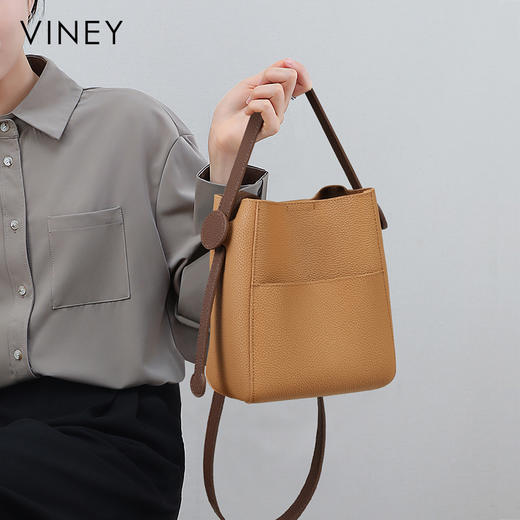水桶包 | VINEY牛皮腋下斜跨单肩包大容量高级感包包女小众手提包6646 商品图3