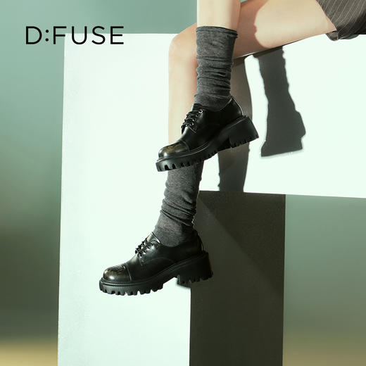 D:FUSE迪芙斯2024秋季新款时尚单鞋立体印花玫瑰花轻便厚底增高德比鞋乐福鞋DF43112203 商品图6