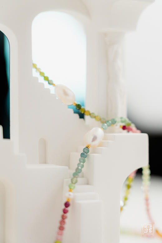 彩色刻面碧玺巴洛克珍珠项链 商品图3