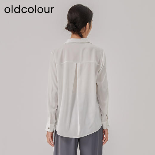 oldcolour2023春季新款白色法式通勤气质宽松长袖衬衫女O13013330 商品图4