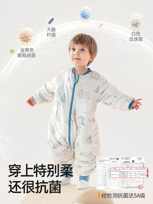 贝肽斯【肽暖】婴儿睡袋秋冬款暖姜恒温宝宝分腿儿童防踢被四季款 商品图4