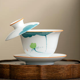 「四款可选！三才盖碗」手绘羊脂玉三才盖碗 可悬停泡茶白瓷单个悬浮敬茶茶杯陶瓷功夫茶具餐饮用具