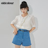 oldcolour夏季新品白色娃娃领薄款宽松百搭短袖衬衫上衣女 商品缩略图0