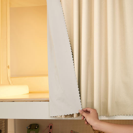 自然醒双导轨强遮光非涂层静电植绒环保透气床帘款学生蚊帐奶油风上铺床帘大学生寝室下铺遮挡窗帘蚊帐HH 商品图13