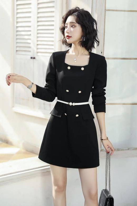 LA CRAWFISH 赫本风复古方领连衣裙 13366 商品图0