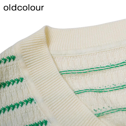 oldcolour条纹背心春季新款V领直筒百搭马甲小坎肩女GP11051609 商品图2