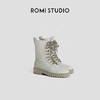 ROMI STUDIO“率性自我”牛反绒拼羊皮系带厚底高筒马丁靴 24SSS114 商品缩略图0