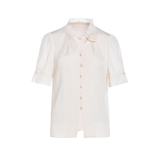 乔万尼短袖衬衫真丝桑蚕丝宫廷风新品EM2C822 商品图4