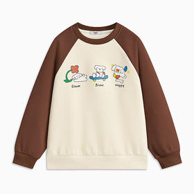 【MQD】童装女大童春新款学院风插肩袖卡通休闲圆领卫衣