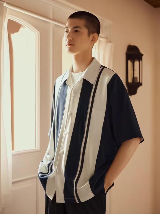 Evistub/E-3XCS06/古巴领刺绣廓形短袖衬衫 商品图0